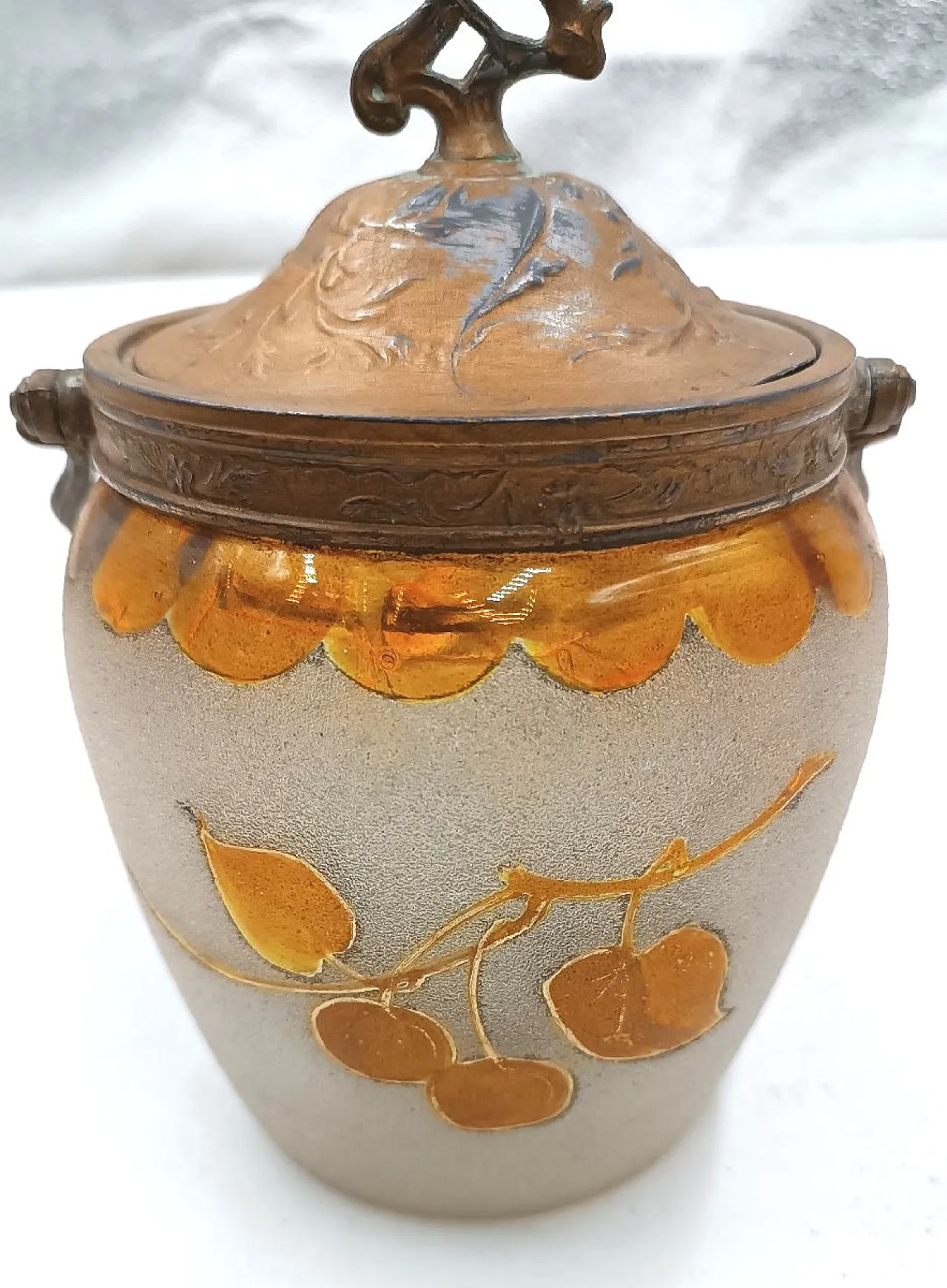 Satin glass cookie holder, early 20th century 4