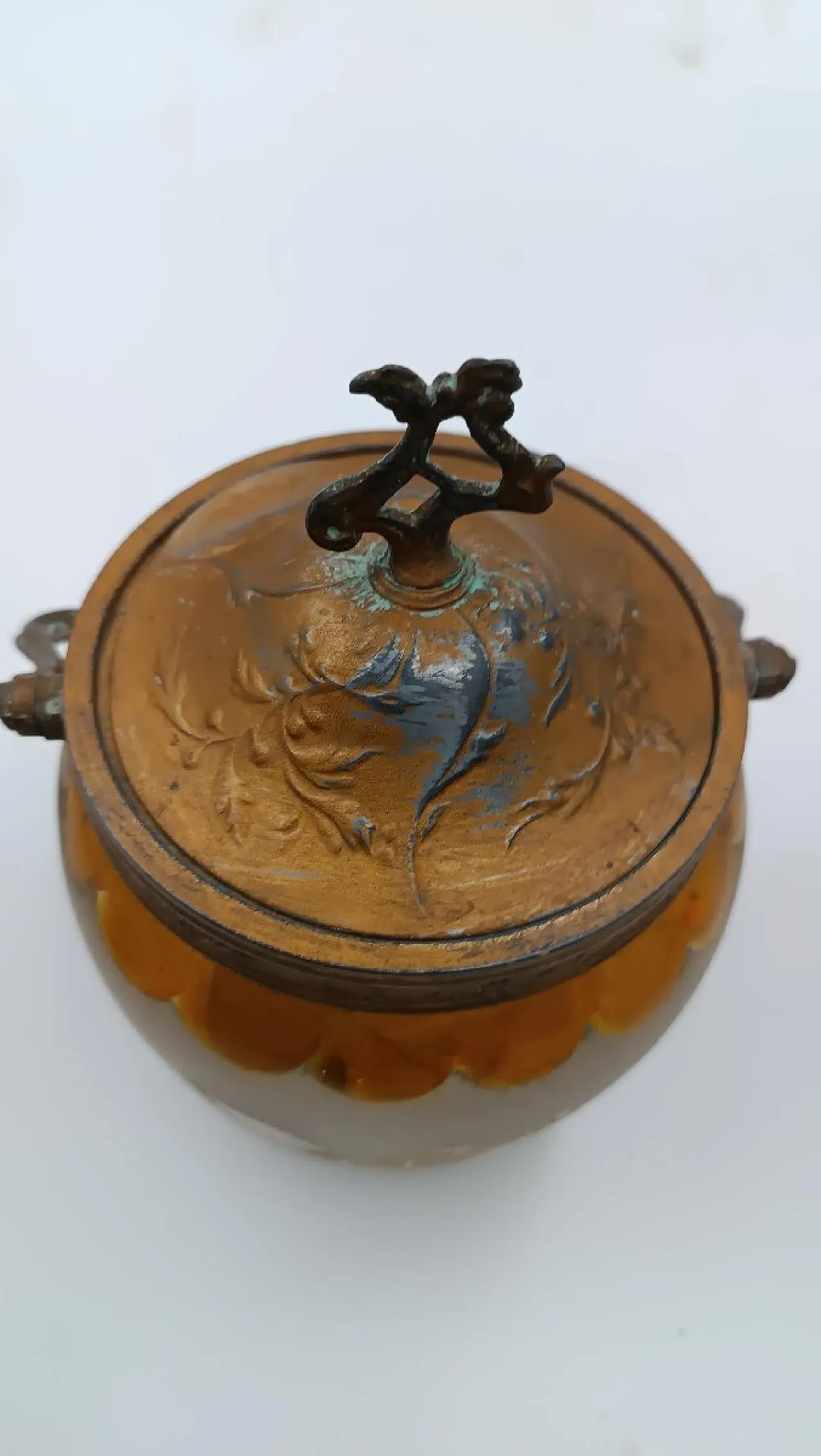 Satin glass cookie holder, early 20th century 5