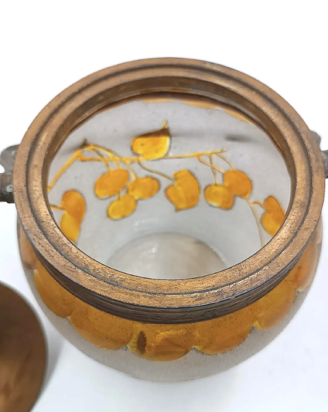 Satin glass cookie holder, early 20th century 6