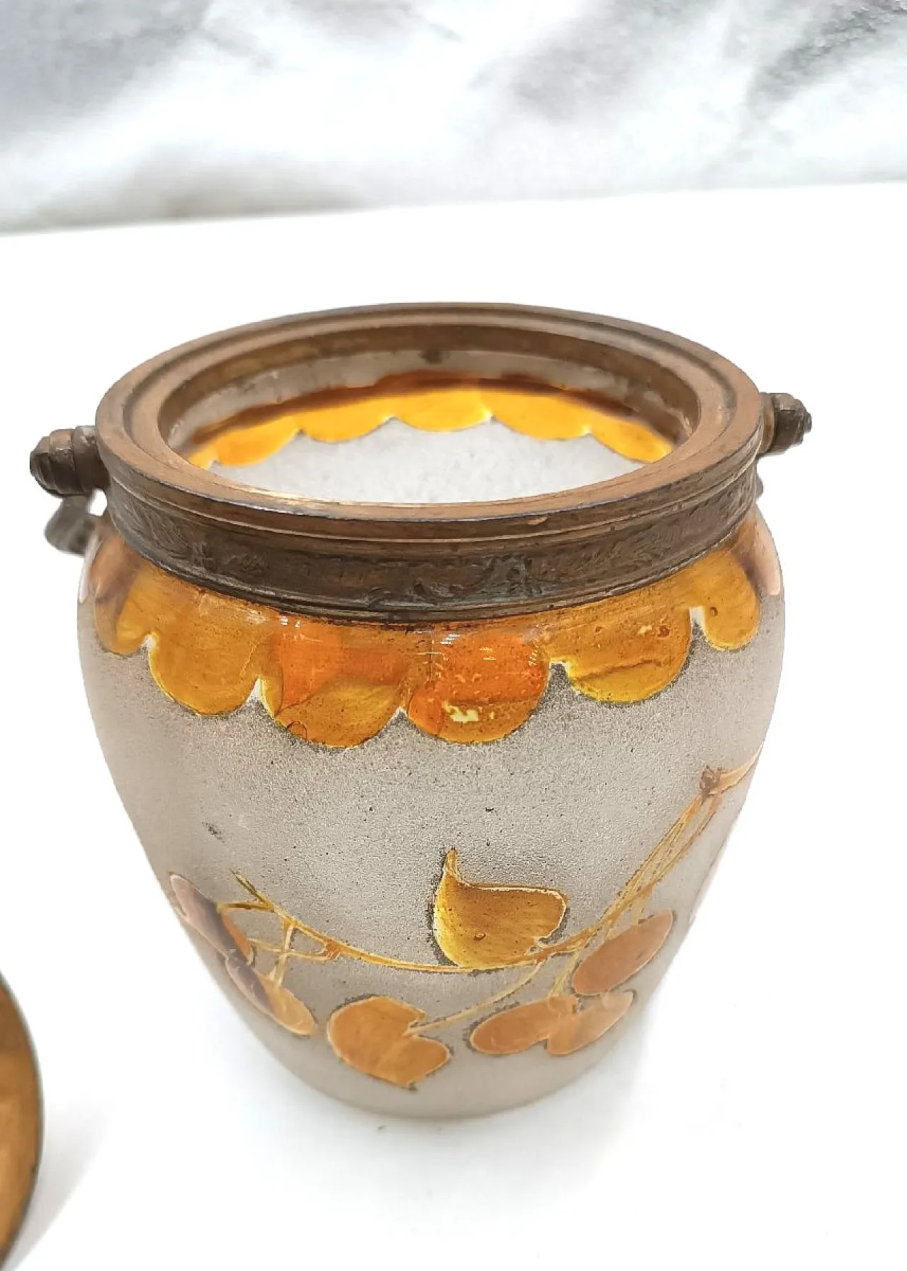 Satin glass cookie holder, early 20th century 7