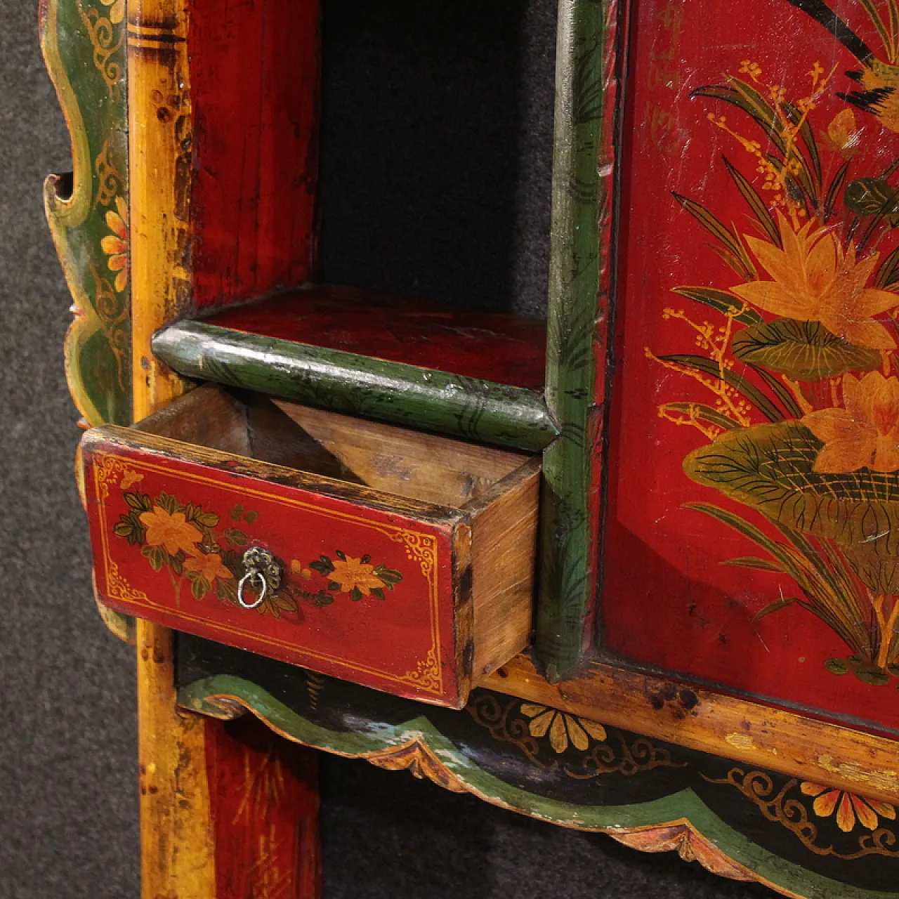 Lacquered and painted Chinese bed headboard, 20th century 12
