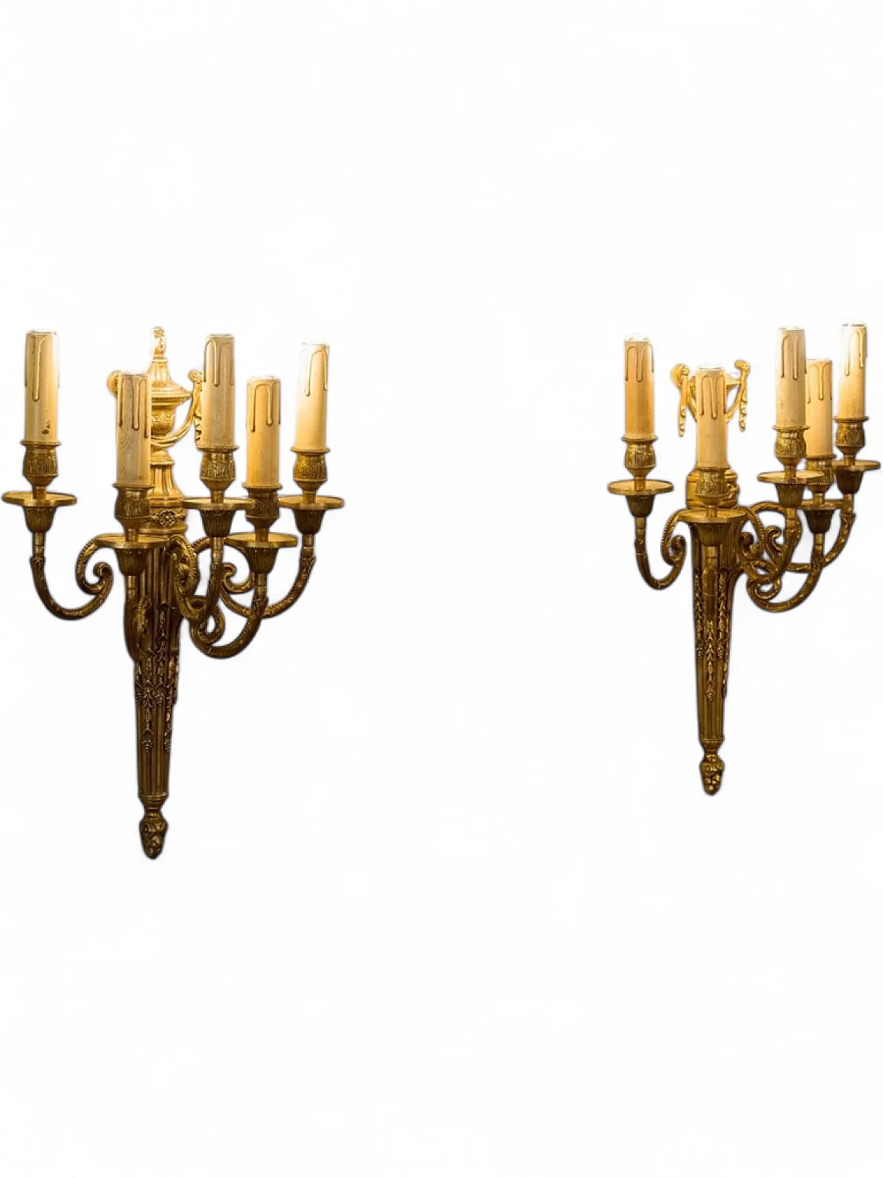 Pair of Empire style wall lights in Chiseled Bronze, 1940s 10