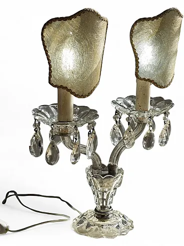Maria Theresa style crystal table lamp with lampshades, 1940s