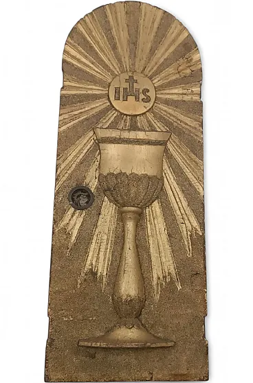 Tabernacle door, ciborium, in gilded wood, 18th century