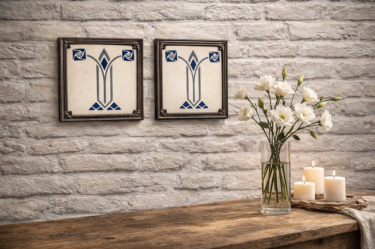 Pair of Tiles Jugendstil by Somag Meissen, 20th century 5