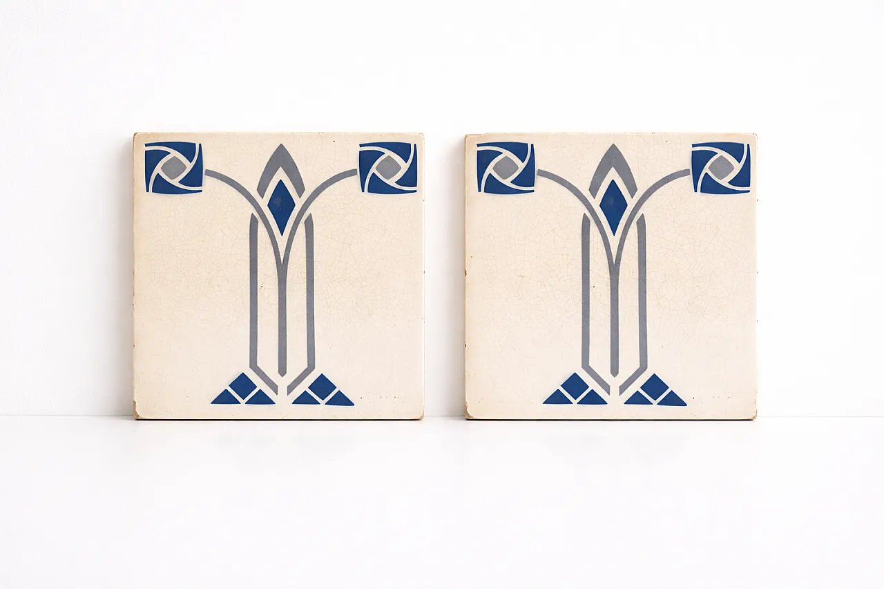 Pair of Tiles Jugendstil by Somag Meissen, 20th century 6