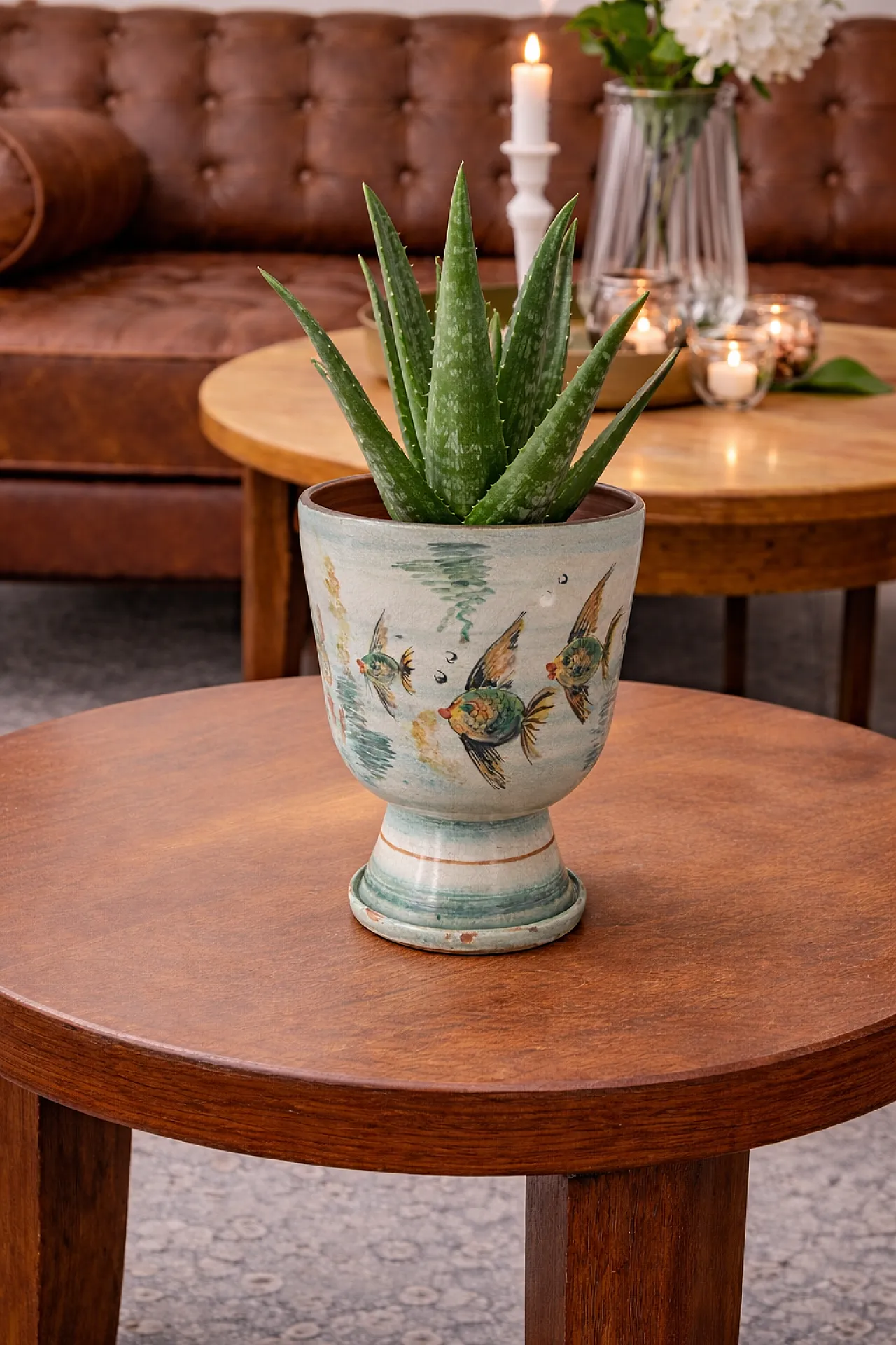 Albisola Ceramic Cachepot Fish & Coral by Rayon Italy, 1950s 1