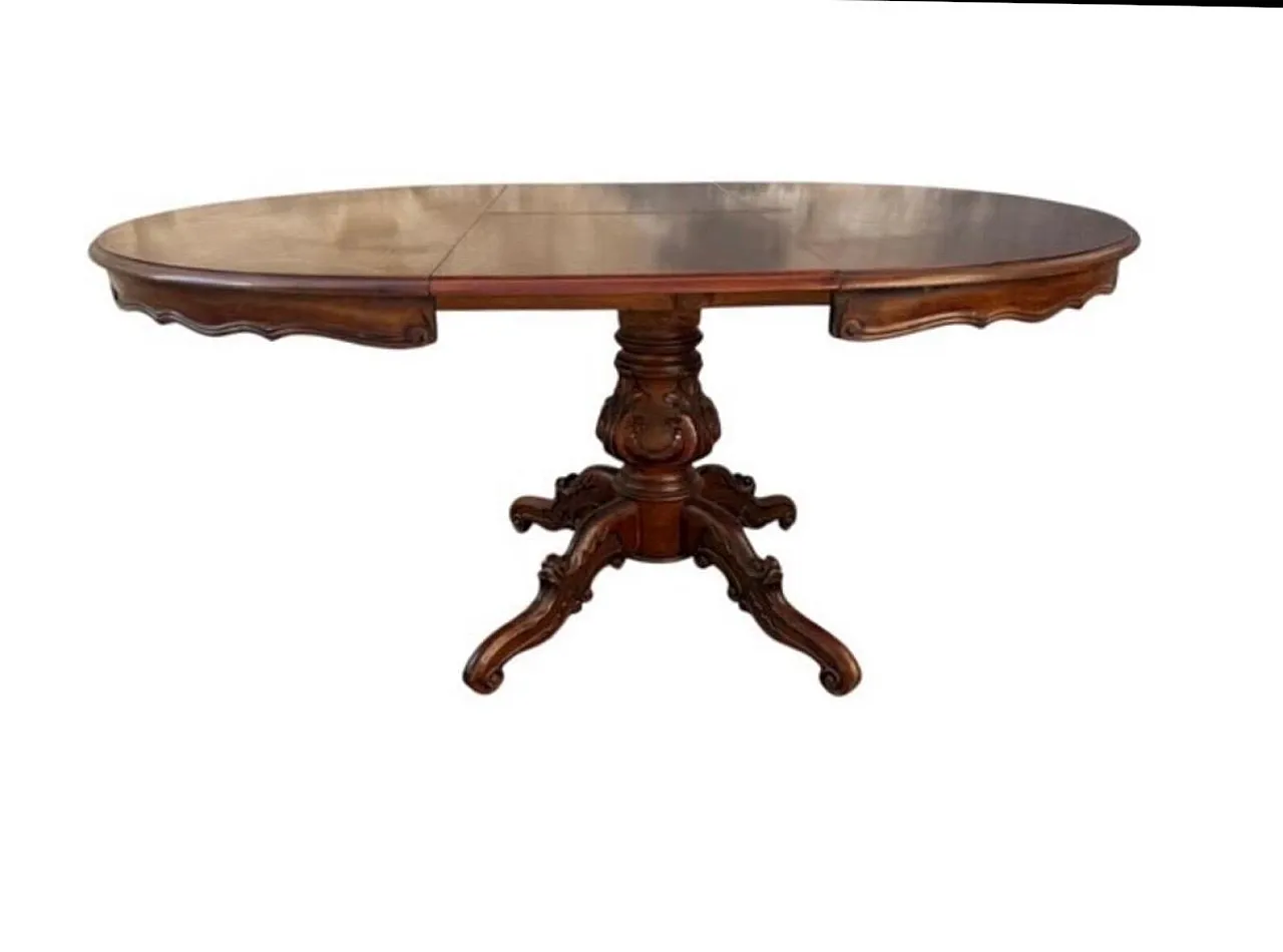 Table with 6 wooden Louis-Philippe style chairs, 1950s 5