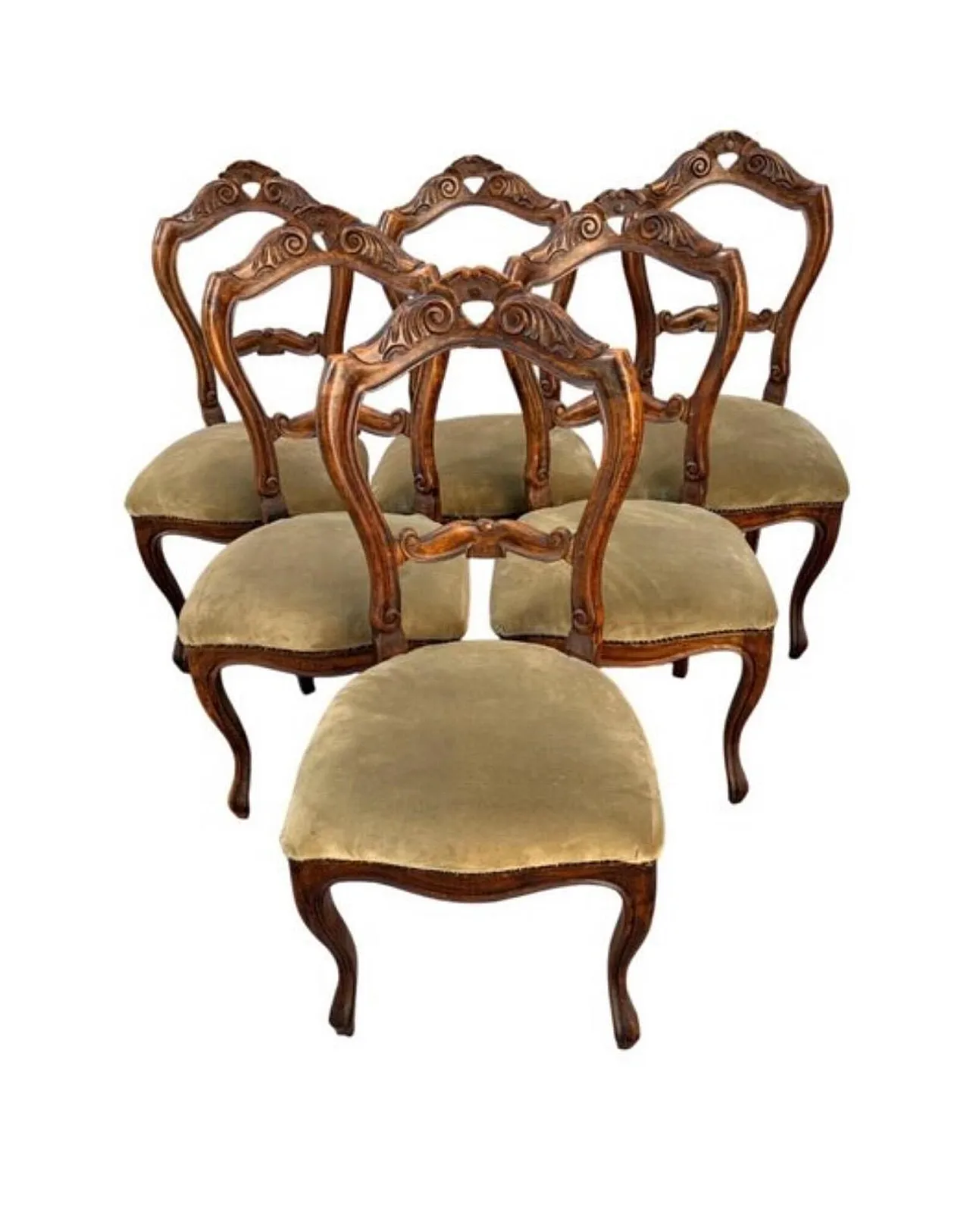 Table with 6 wooden Louis-Philippe style chairs, 1950s 10
