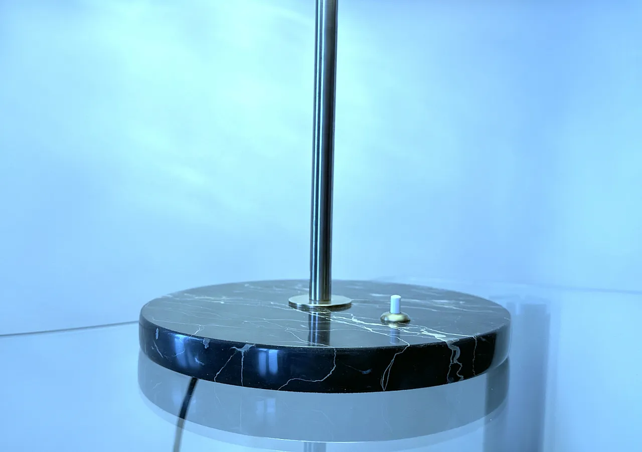 Lampada da tavolo in cristallo, marmo e ottone, anni '60 3