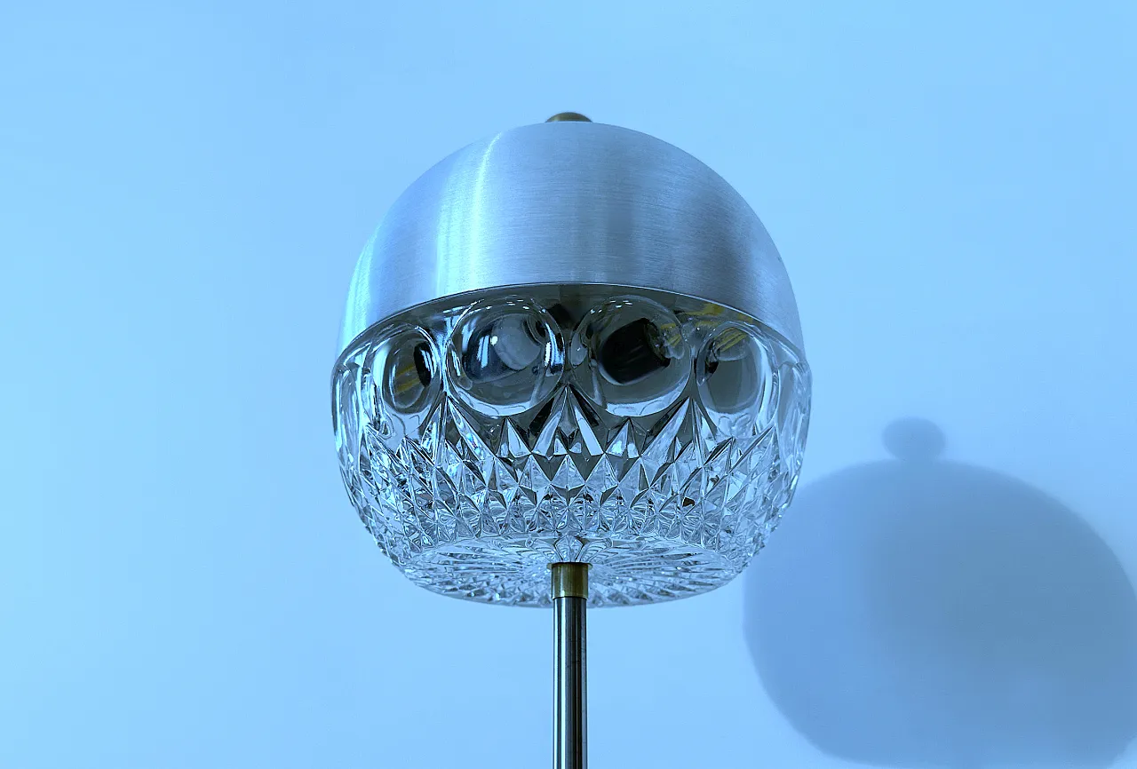 Lampada da tavolo in cristallo, marmo e ottone, anni '60 6