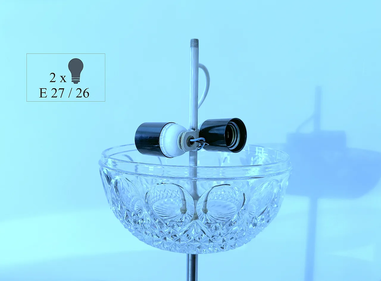 Lampada da tavolo in cristallo, marmo e ottone, anni '60 9