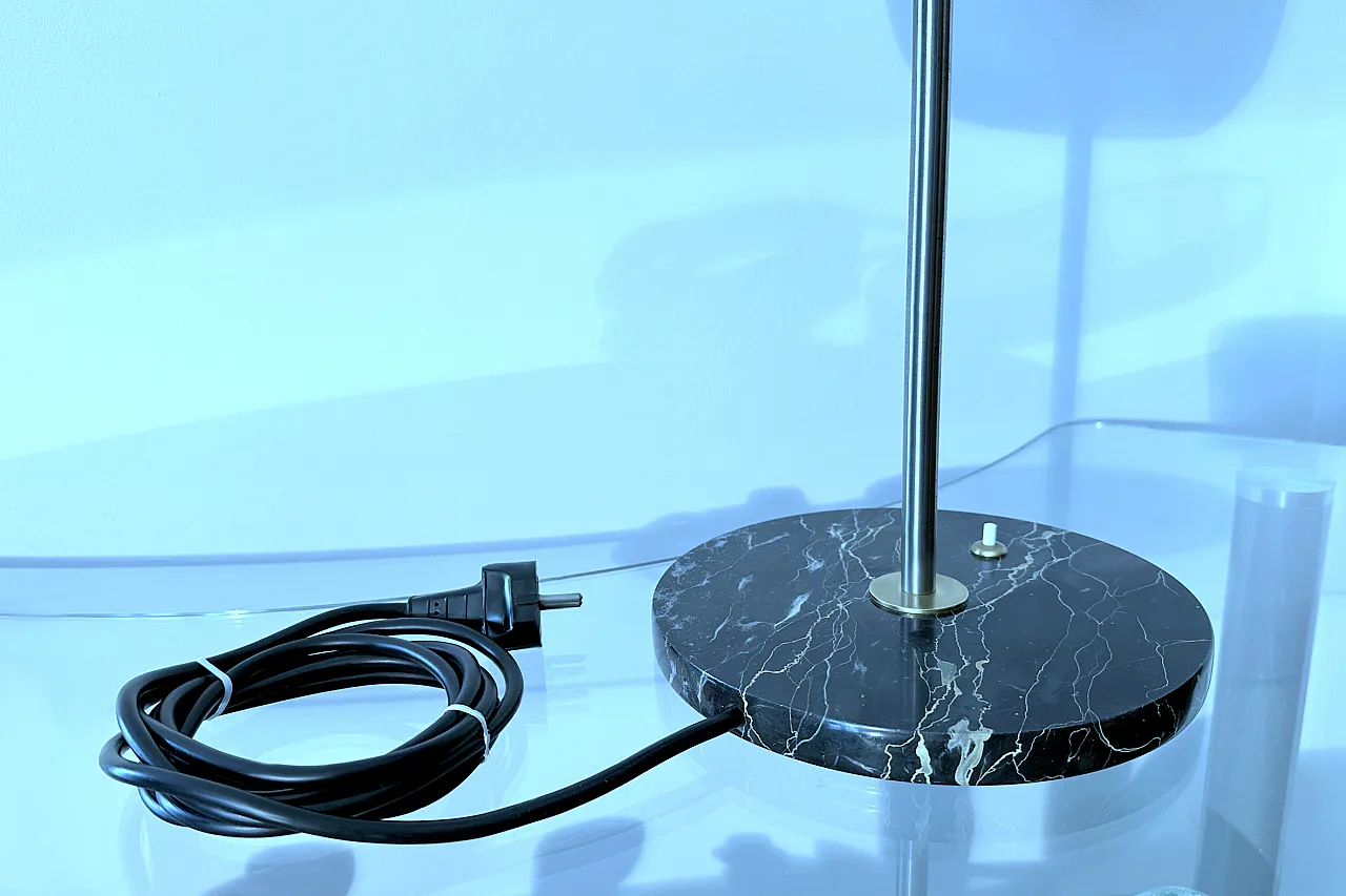 Lampada da tavolo in cristallo, marmo e ottone, anni '60 10