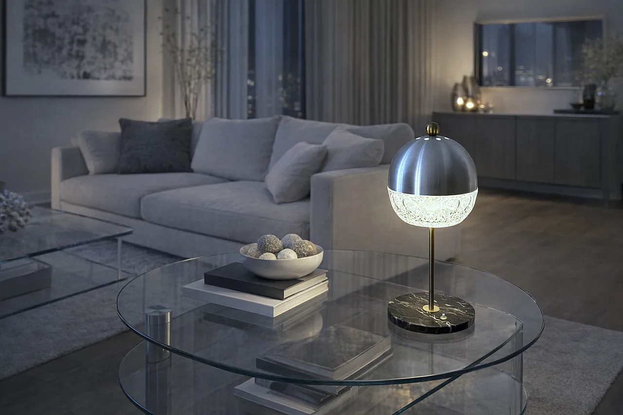 Lampada da tavolo in cristallo, marmo e ottone, anni '60 11