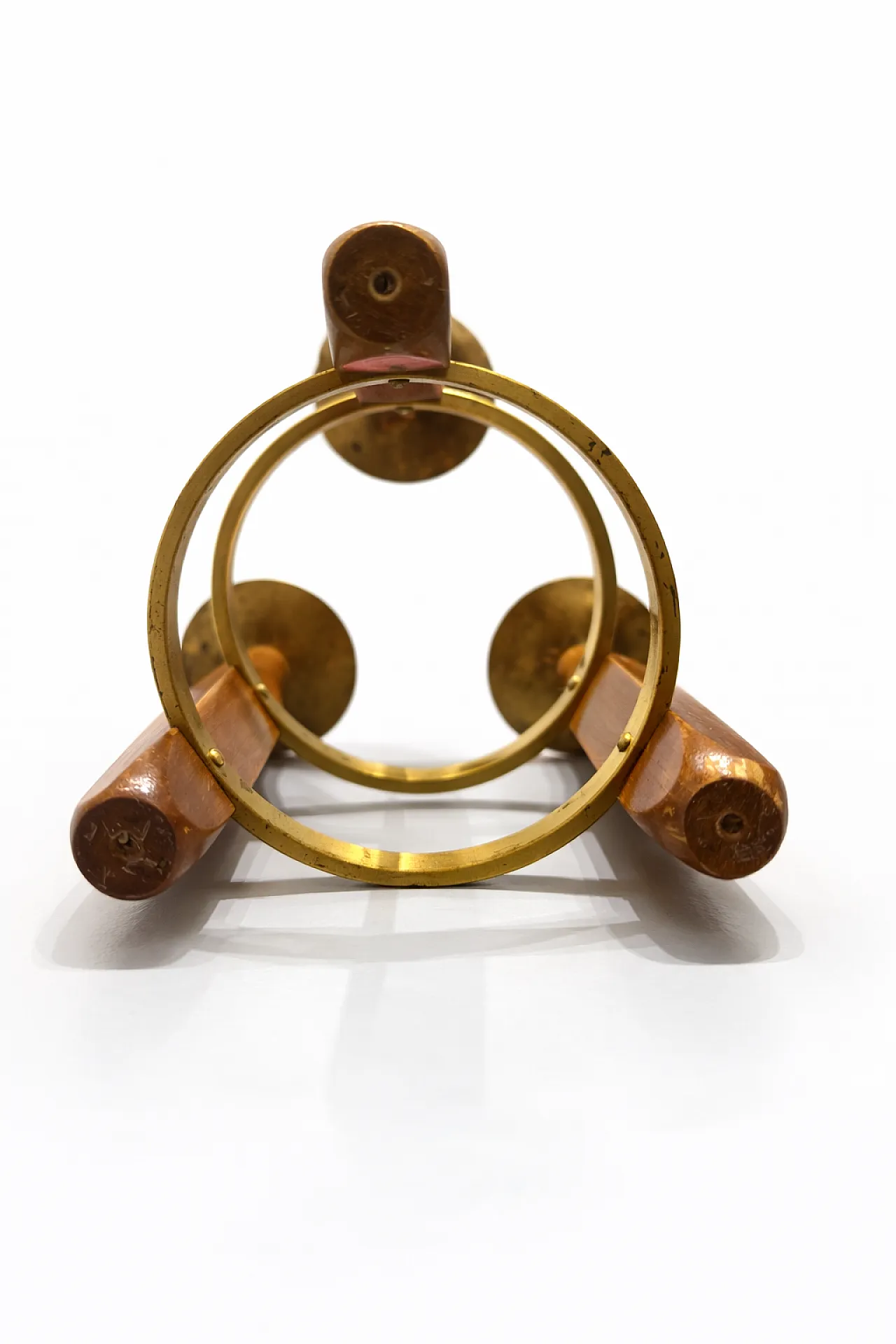 Mid-Century 3-Light Teak & Brass Candlestick, 1960s 6