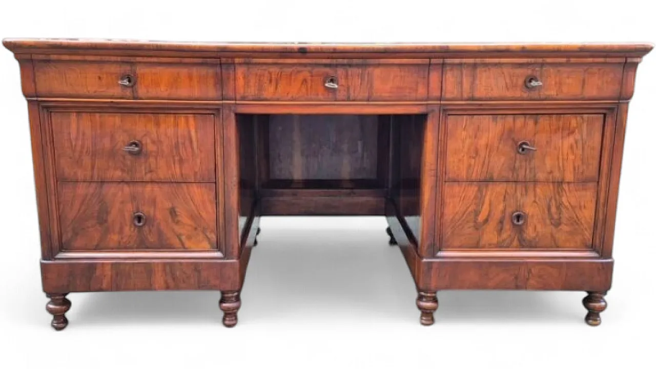 Luigi Filippo desk veneered in walnut and briar, 19th century 11