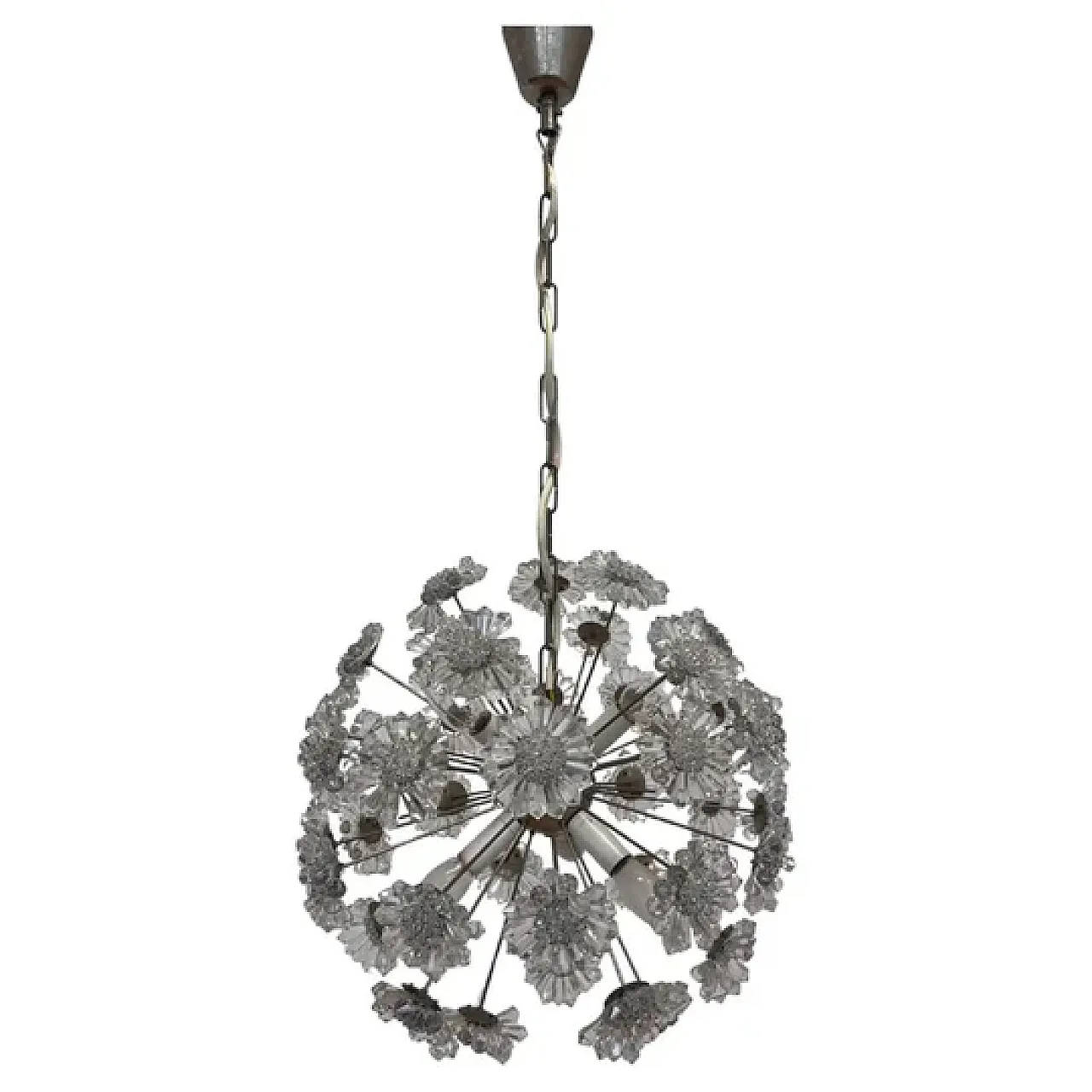 Lampadario Sputnik Dandelion in vetro cromato, Emil Stejnar, anni '70 4