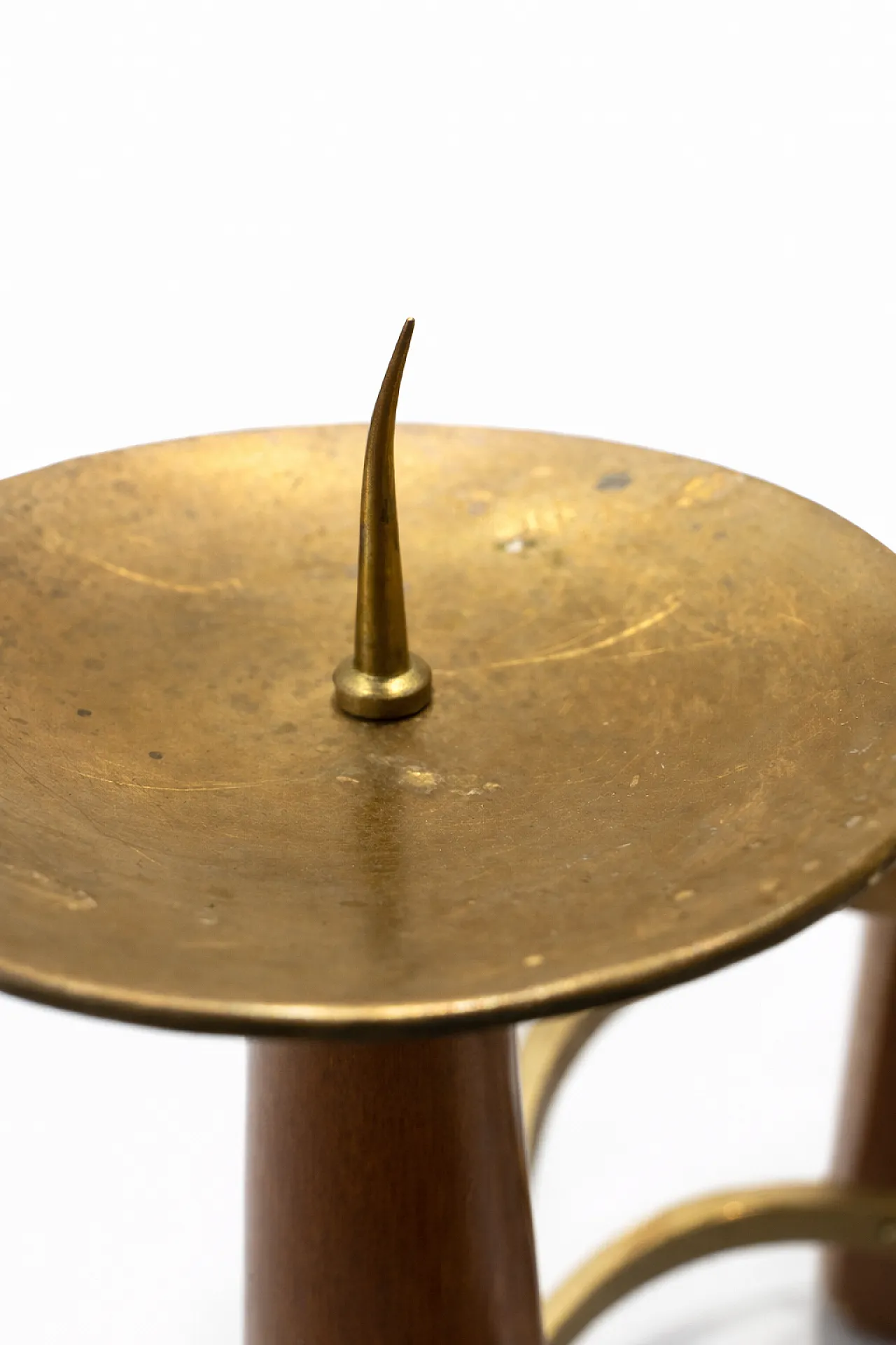 Mid-Century 3-Light Teak & Brass Candlestick, 1960s 8