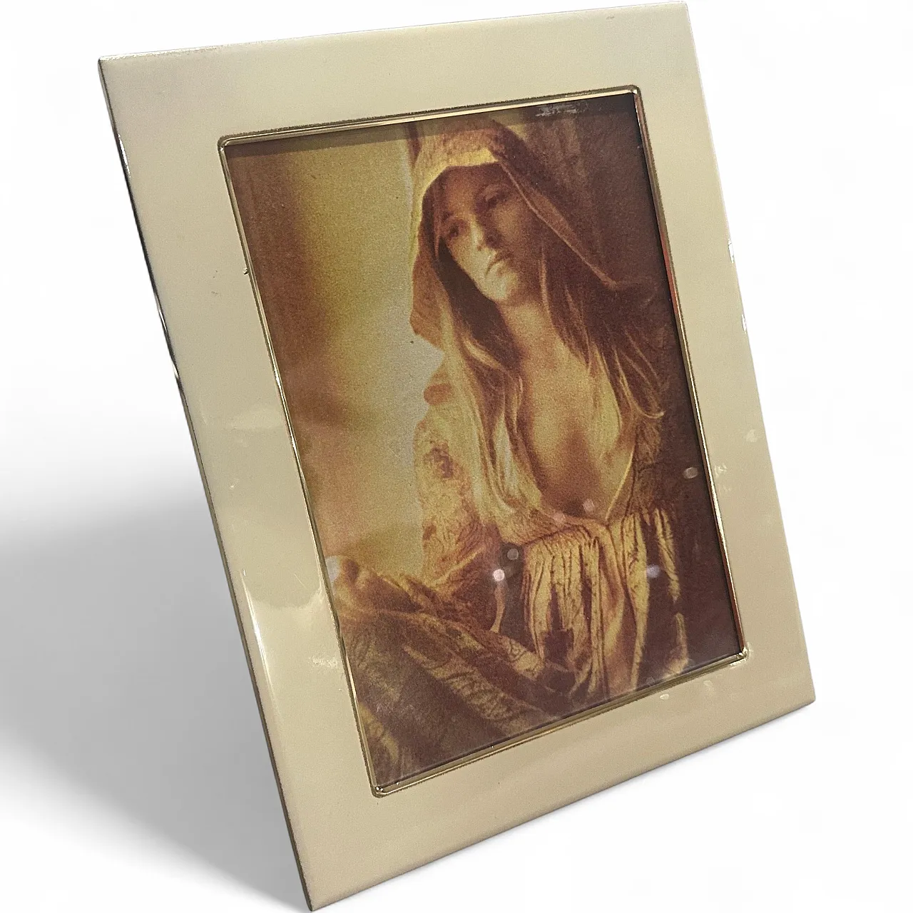 Brass and cream lacquered metal picture frame, 1970s 12