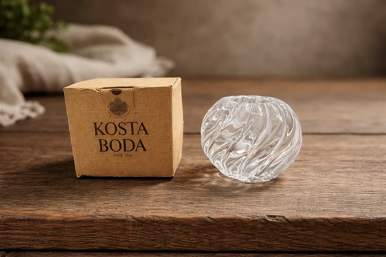 Crystal candleholder by Kosta Boda, 80s 8