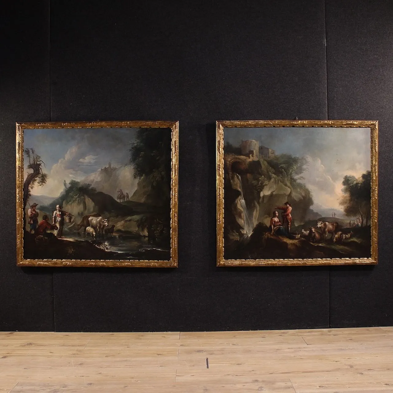 Italian painting landscape with genre scene, 18th century 4