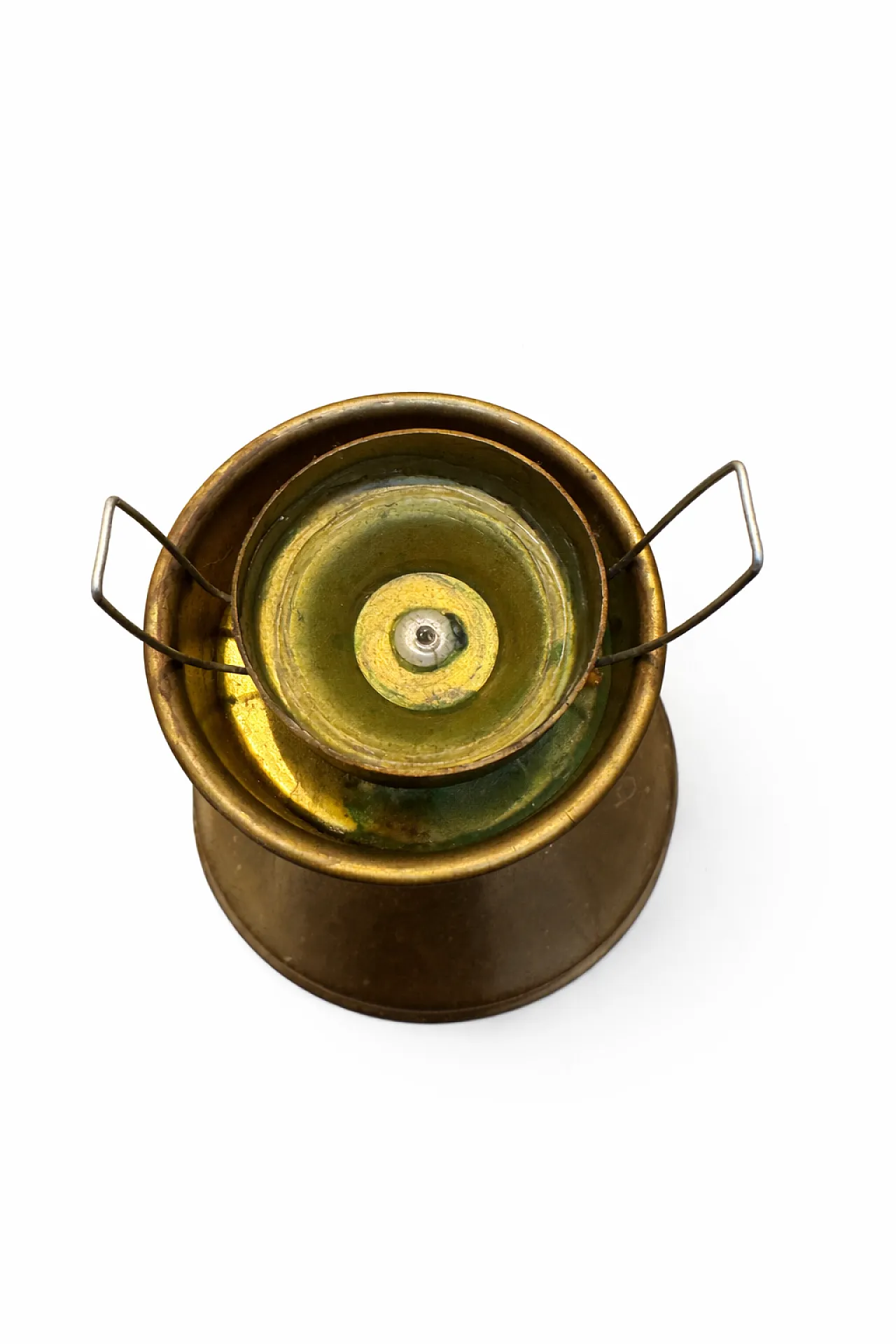 Art Deco Style Votive Holder Etched Frosted Glass and Brass Base, 30s 3