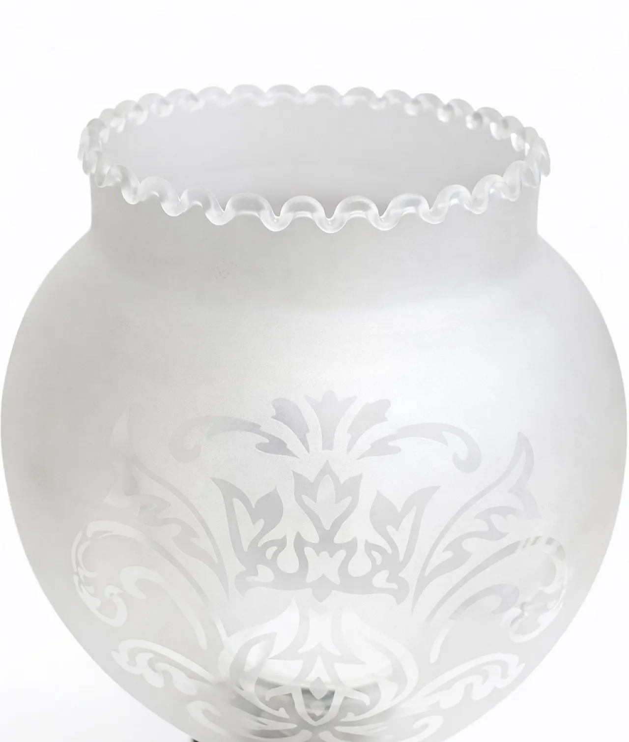 Art Deco Style Votive Holder Etched Frosted Glass and Brass Base, 30s 7