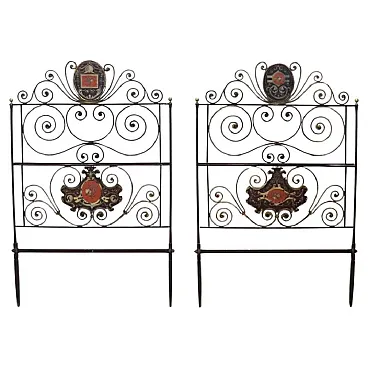 Pair of antique wrought iron bed headboards, early 19th century