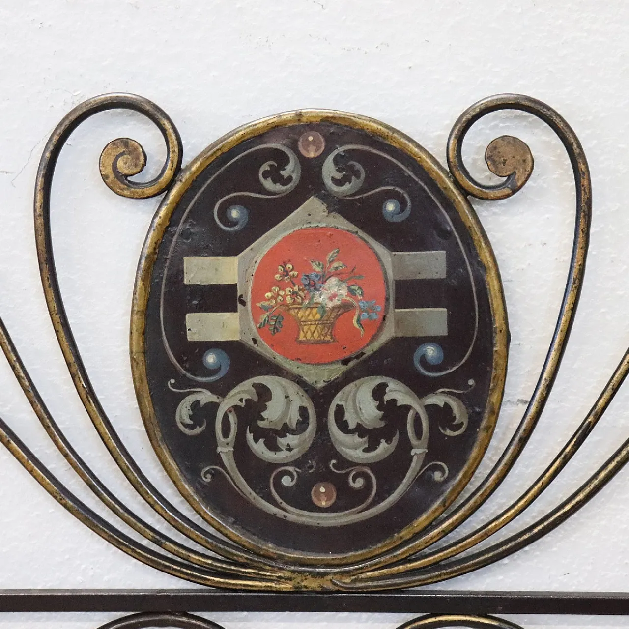 Pair of antique wrought iron bed headboards, early 19th century 7