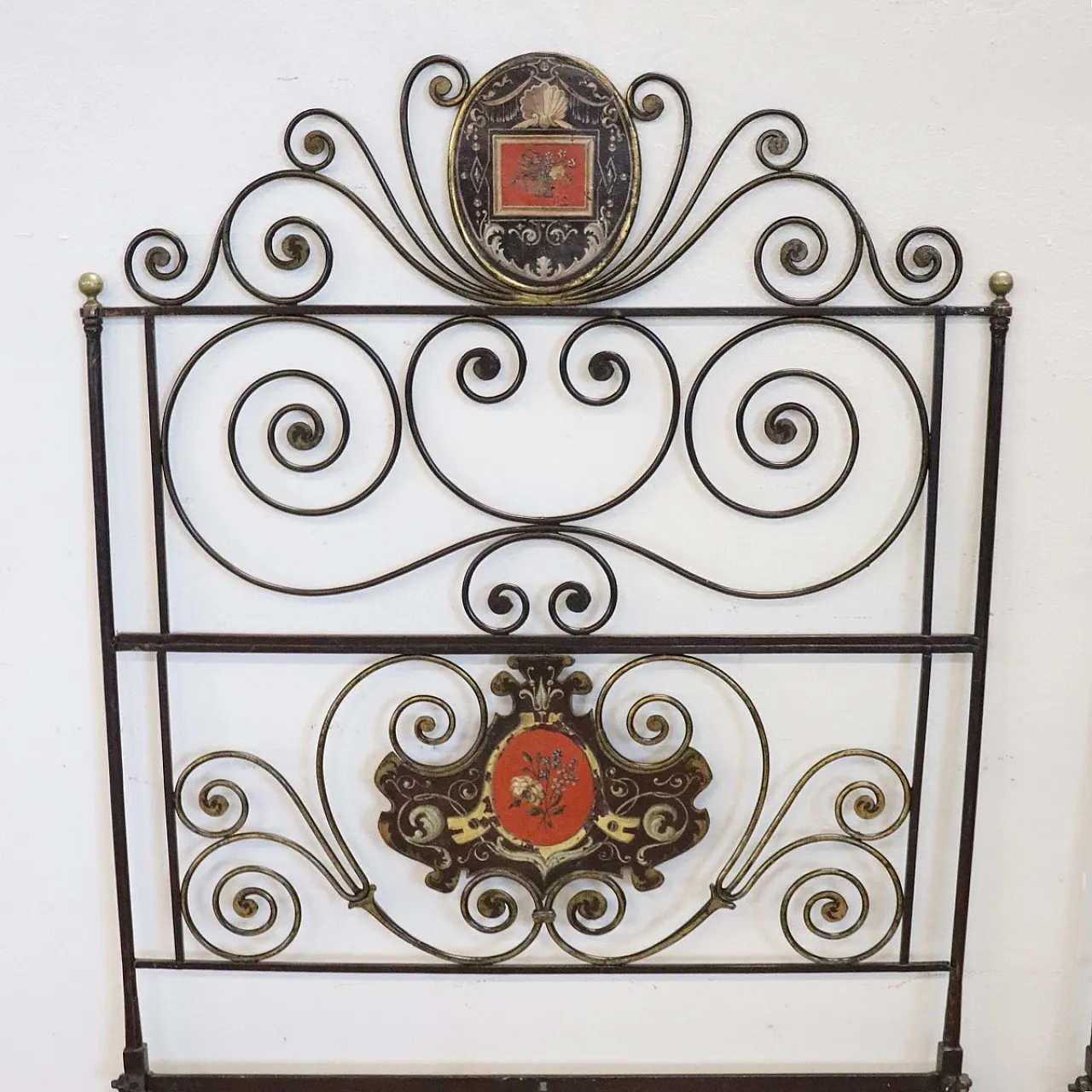 Pair of antique wrought iron bed headboards, early 19th century 10