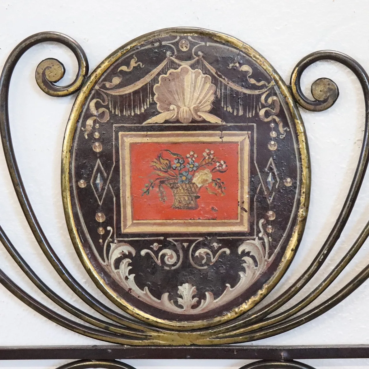 Pair of antique wrought iron bed headboards, early 19th century 11