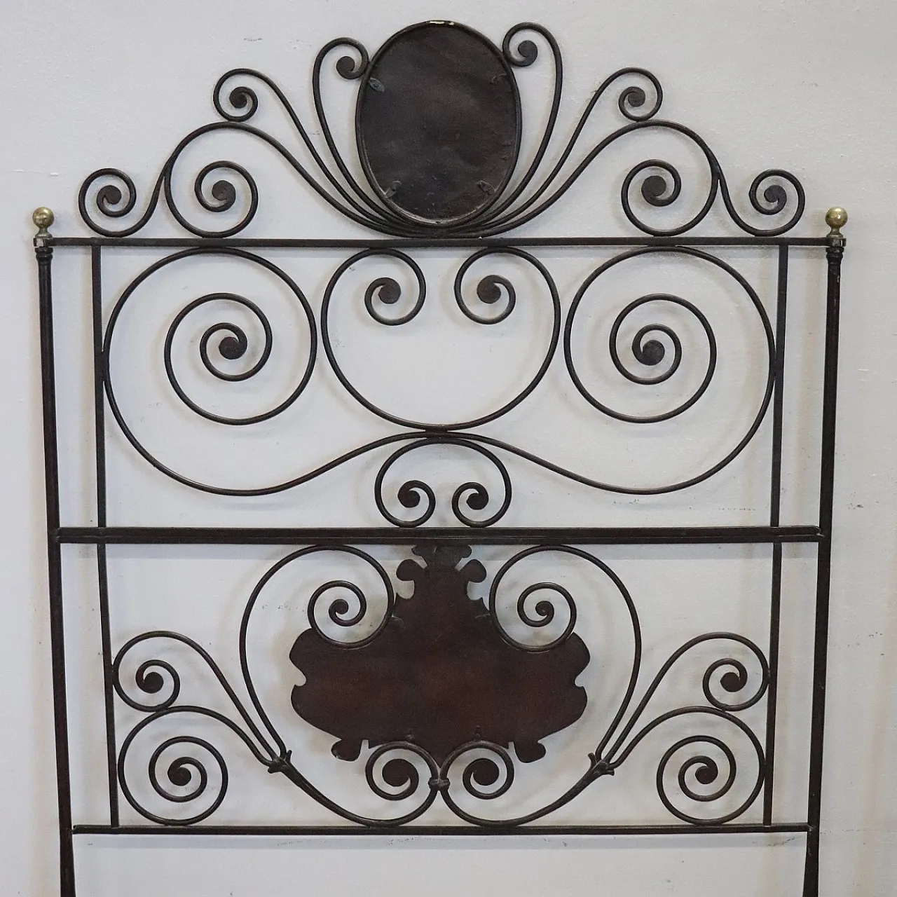 Pair of antique wrought iron bed headboards, early 19th century 15
