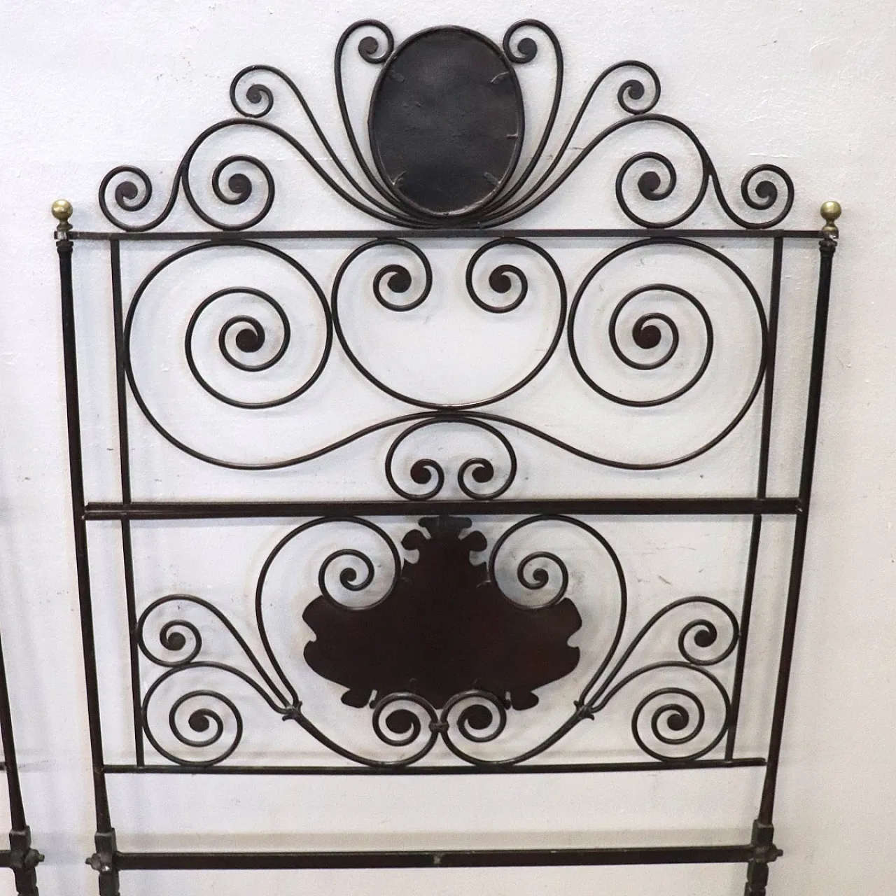 Pair of antique wrought iron bed headboards, early 19th century 18