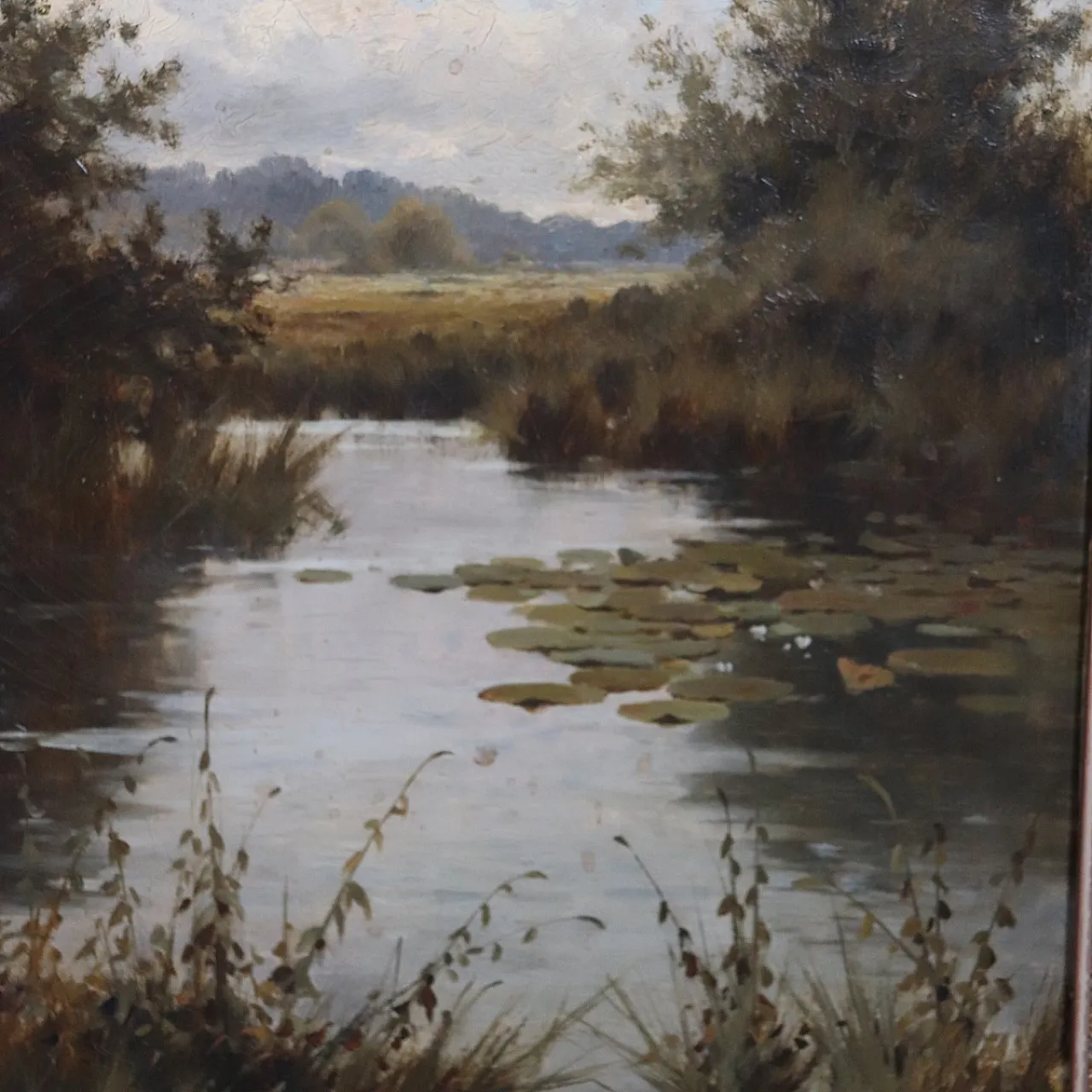 Oil painting on canvas river landscape, signed J. Paulman, 19th century 7