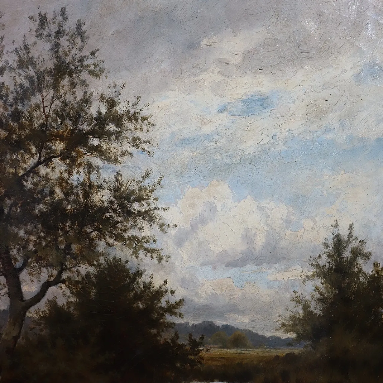 Oil painting on canvas river landscape, signed J. Paulman, 19th century 11