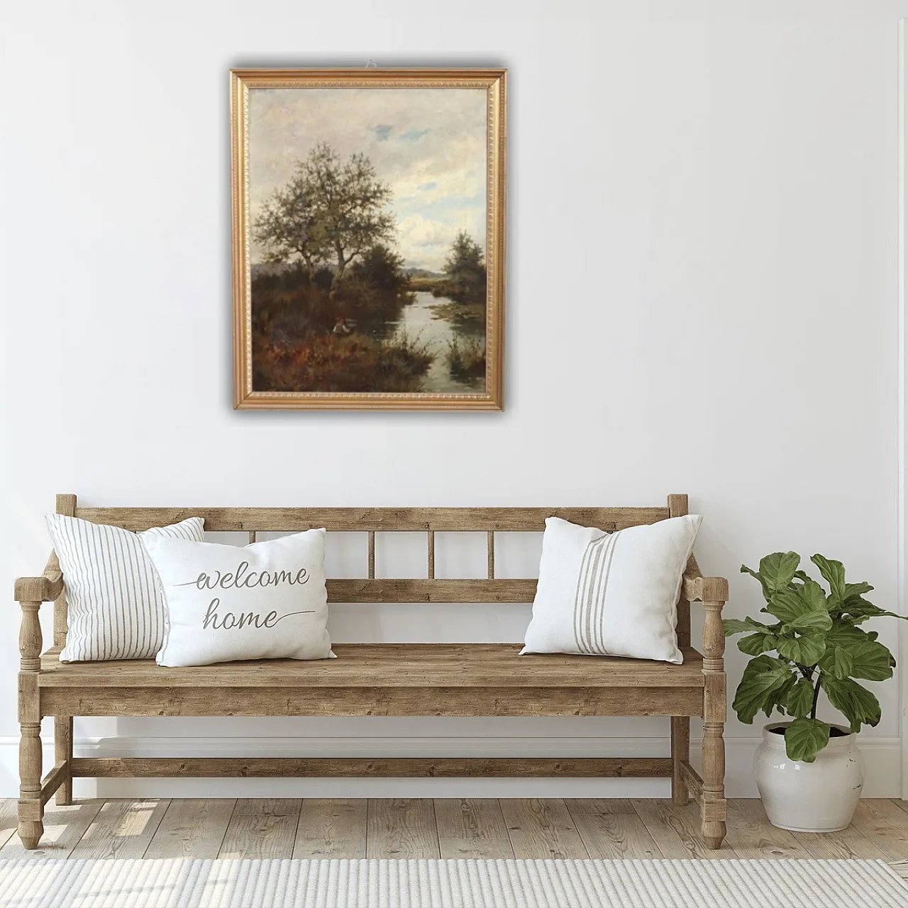 Oil painting on canvas river landscape, signed J. Paulman, 19th century 14