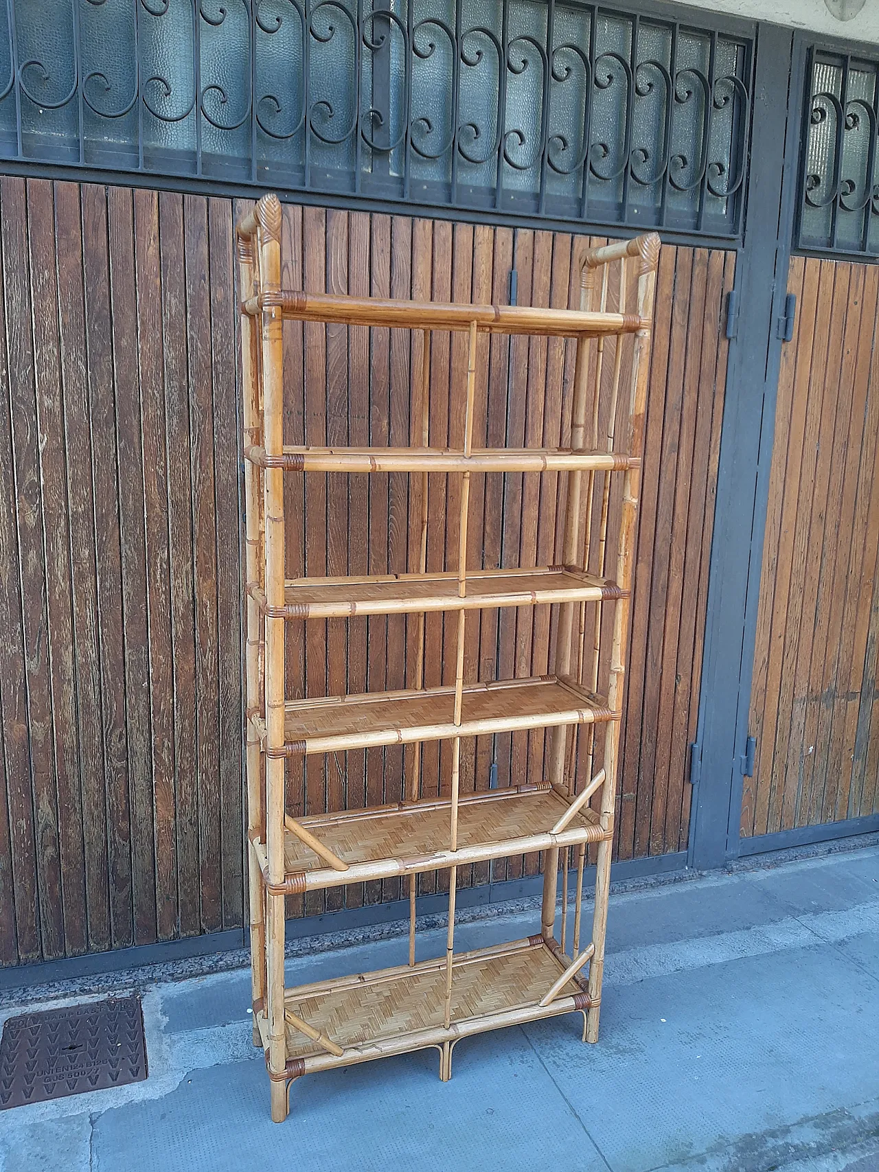 Bamboo bookcase, 70s 1