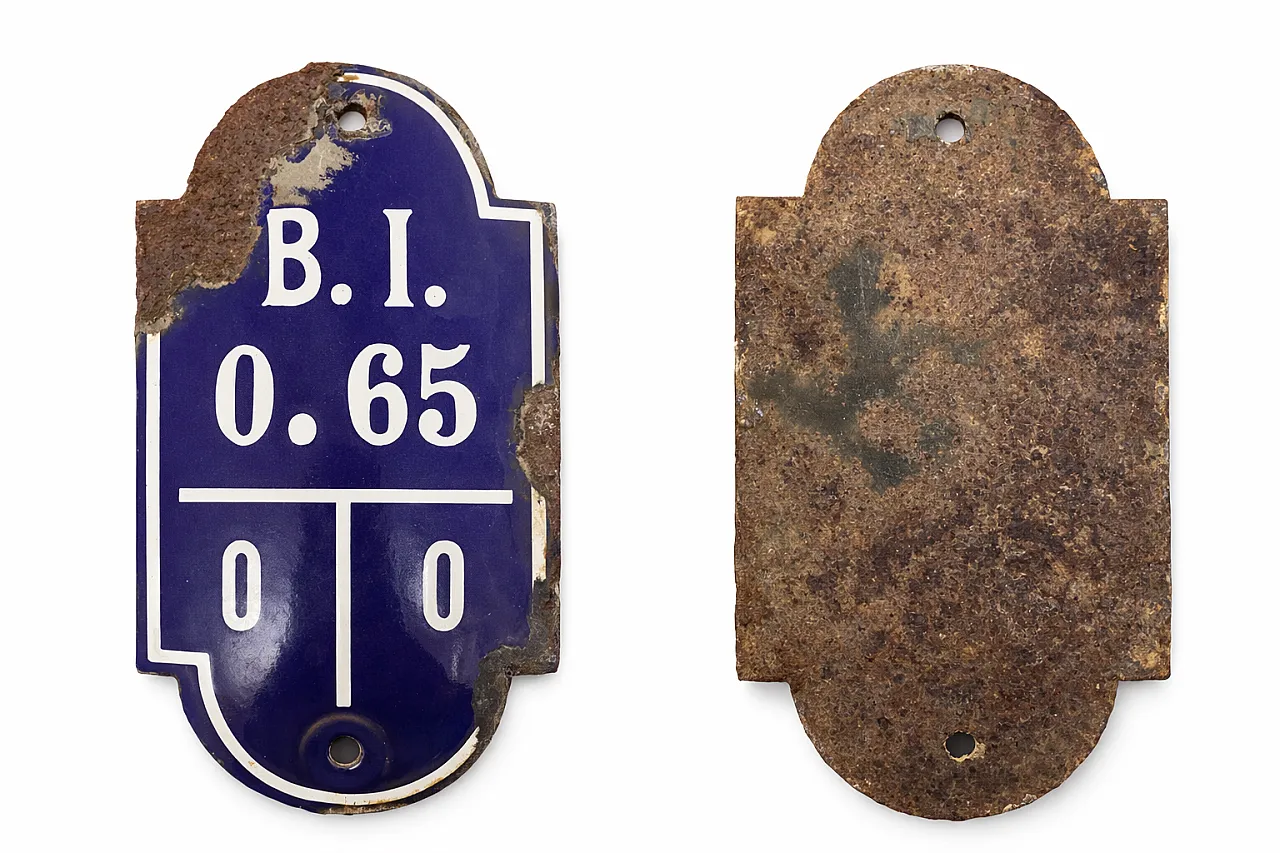 3 Blue Industrial Enamel Signs Belgium, 50s 2