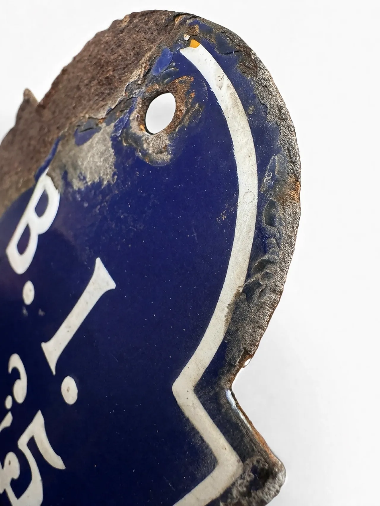 3 Blue Industrial Enamel Signs Belgium, 50s 6