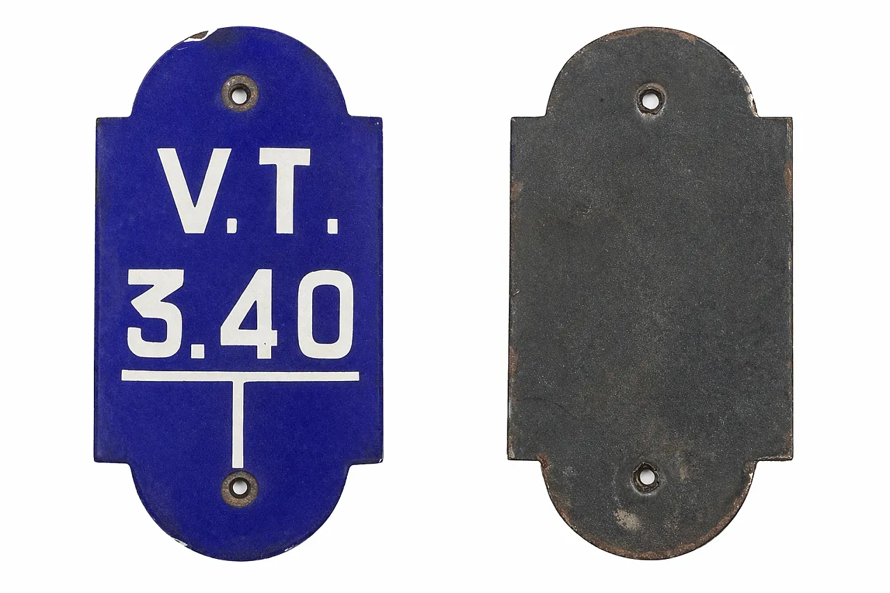 3 Blue Industrial Enamel Signs Belgium, 50s 7