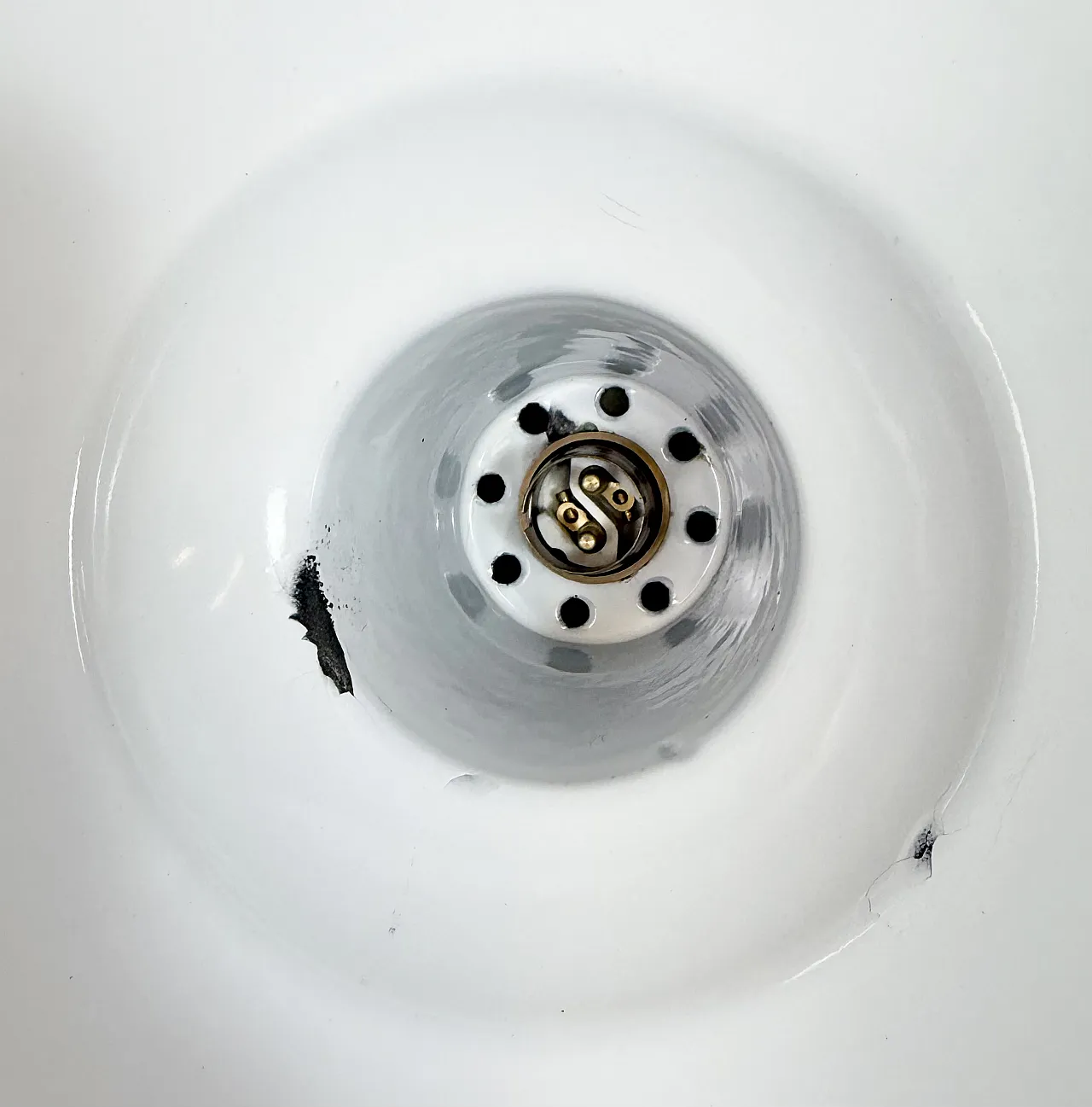 Lampada a sospensione industriale britannica di fabbrica smaltata verde, anni '60 18