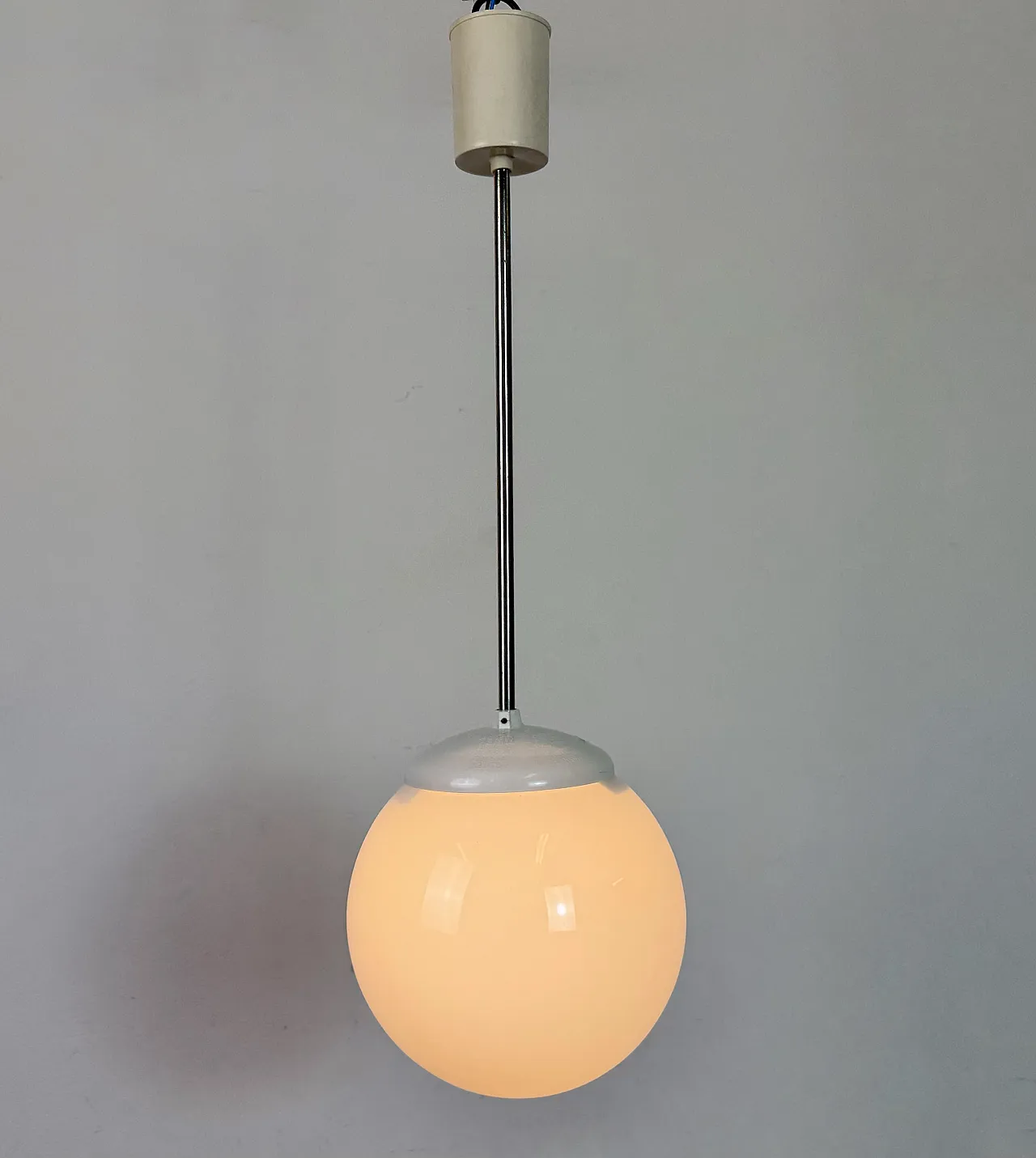 Vintage Chandelier with Milk Glass from Elektrosvit, 1960s 9