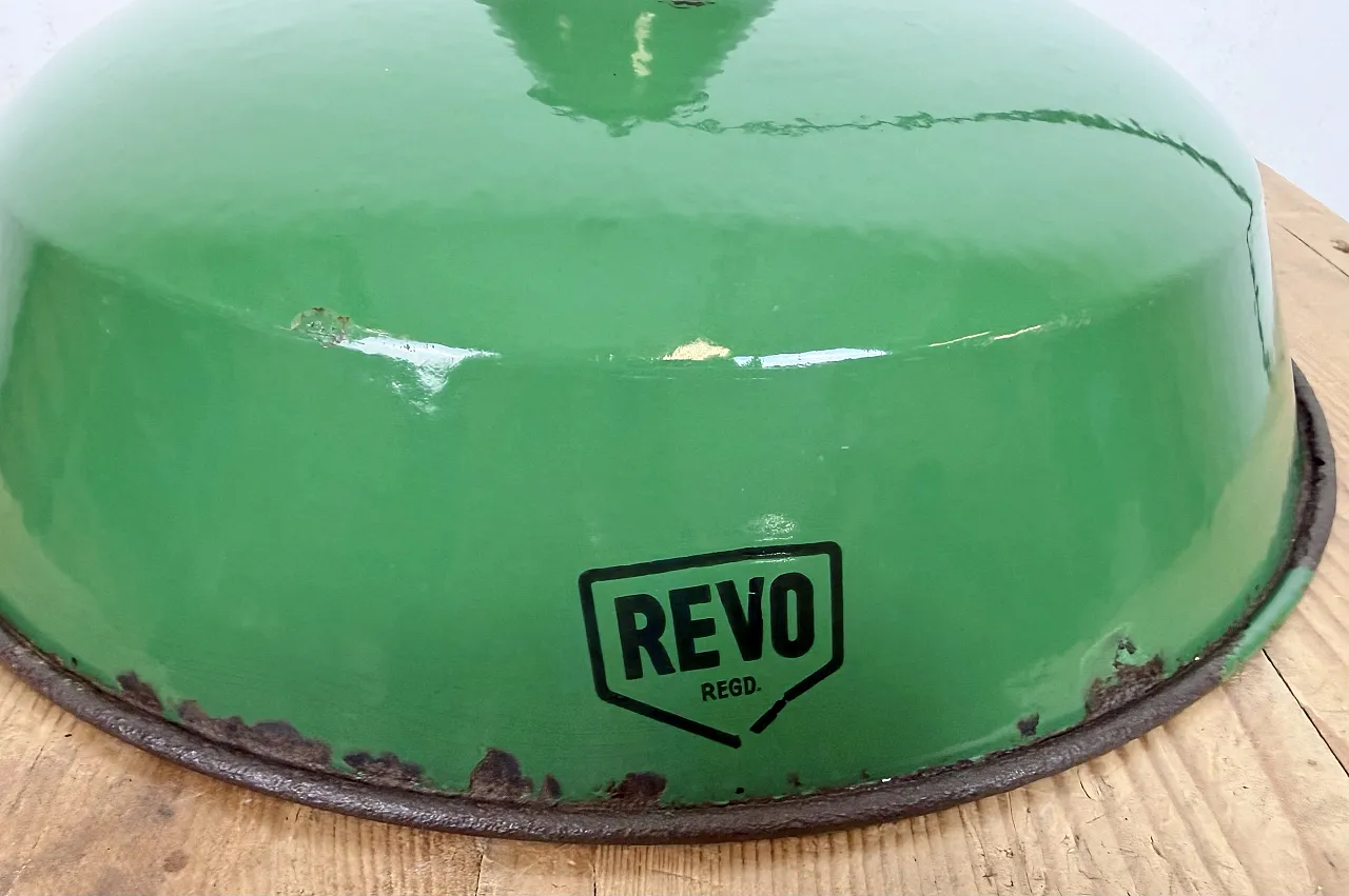 Lampada a sospensione industriale smaltata verde di Revo, anni '50 14