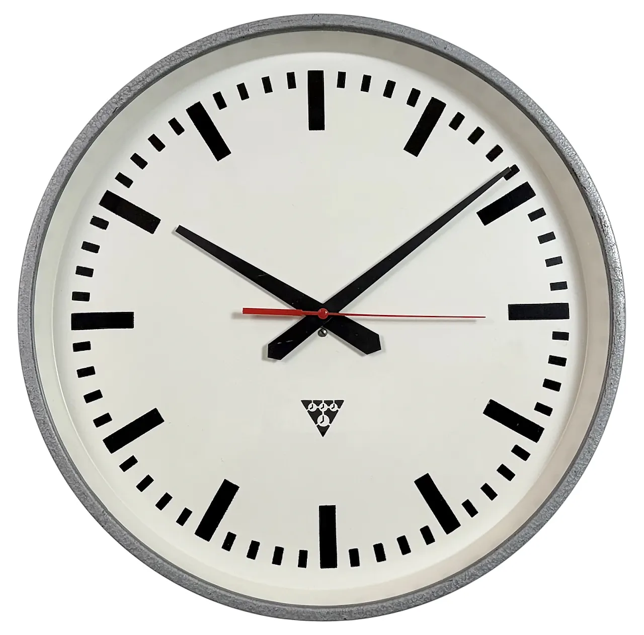 Large Grey Industrial Factory Wall Clock from Pragotron, 1960s 1