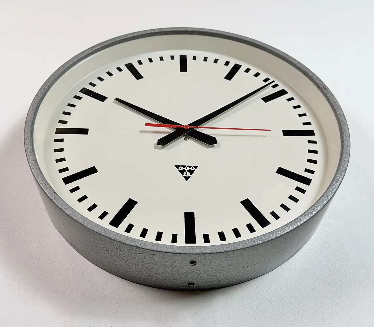 Large Grey Industrial Factory Wall Clock from Pragotron, 1960s 7