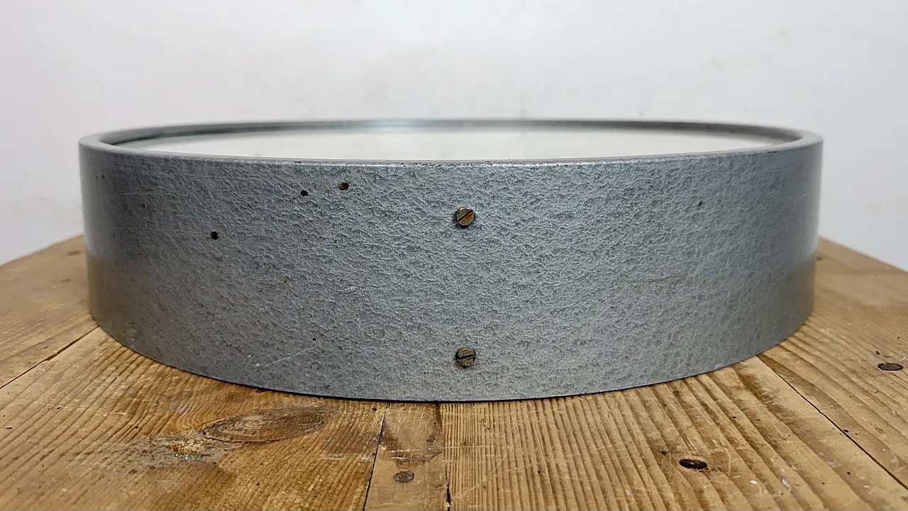 Large Grey Industrial Factory Wall Clock from Pragotron, 1960s 9