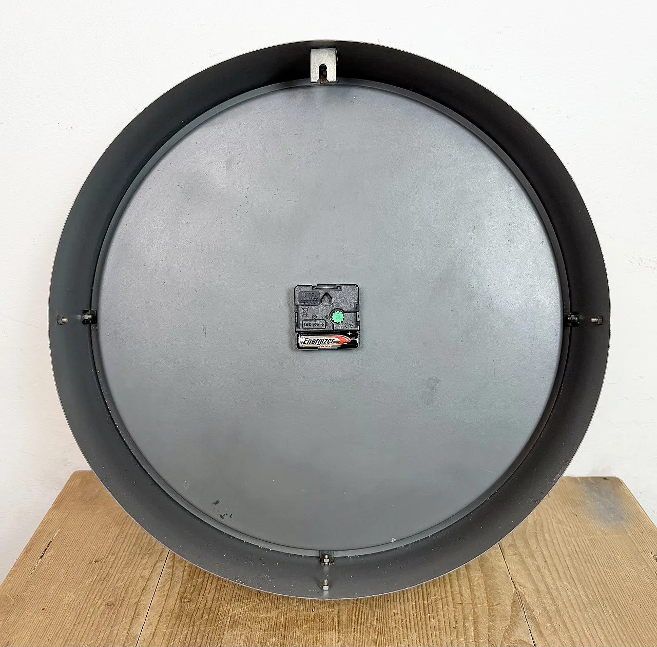 Large Grey Industrial Factory Wall Clock from Pragotron, 1960s 15