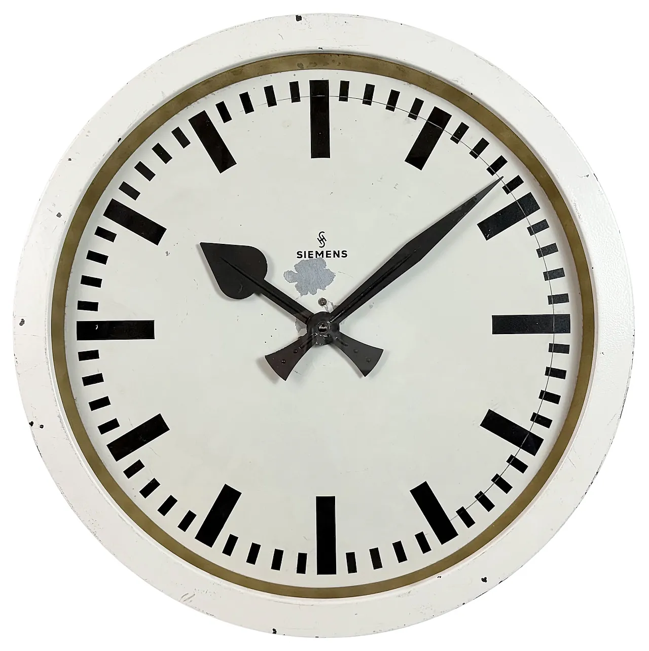 Large White Industrial Factory Wall Clock from Siemens, 1950s 1