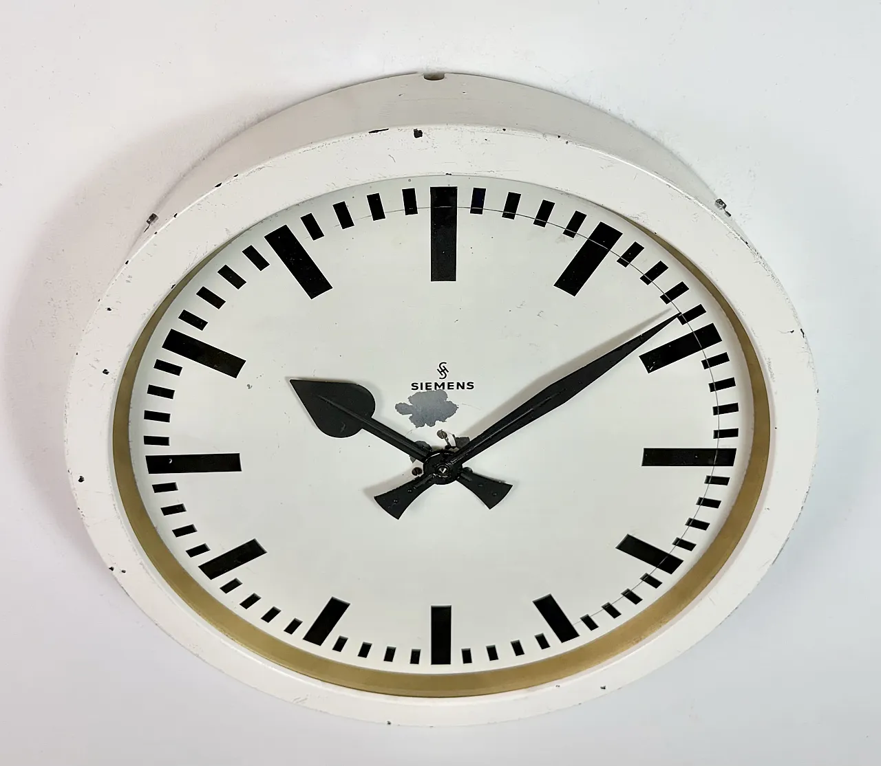 Large White Industrial Factory Wall Clock from Siemens, 1950s 6