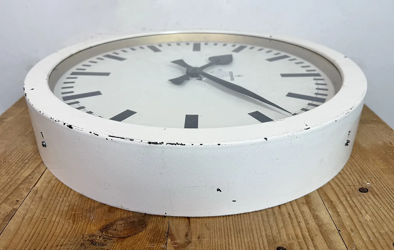 Large White Industrial Factory Wall Clock from Siemens, 1950s 12